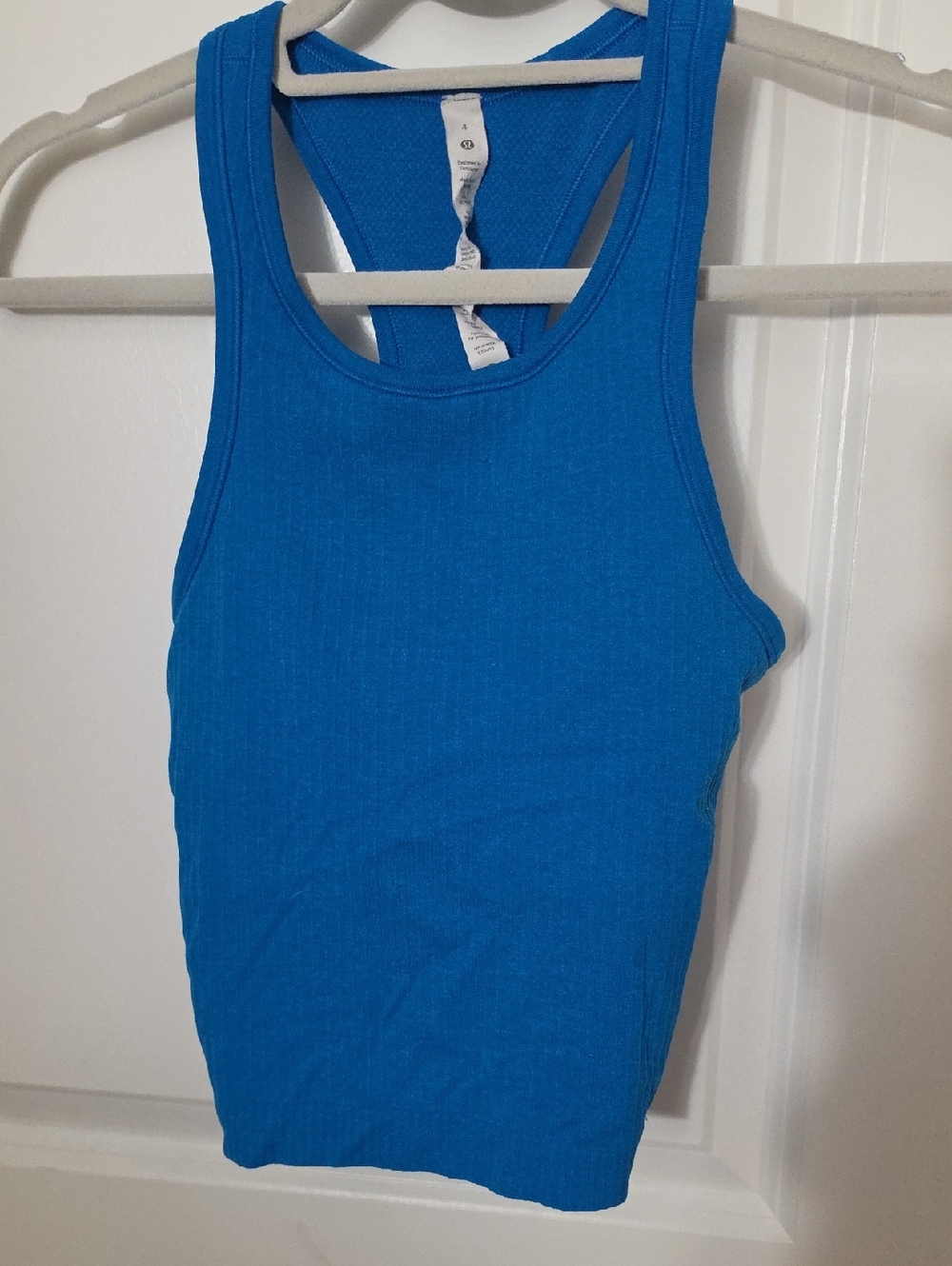 lululemon Ebb To Street Crop Tank Poolside Blue Ribbed Racerback Tank 4